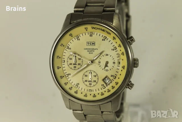Мъжки Стоманен Часовник TCM Quartz Chronograph Germany, снимка 2 - Мъжки - 55736716