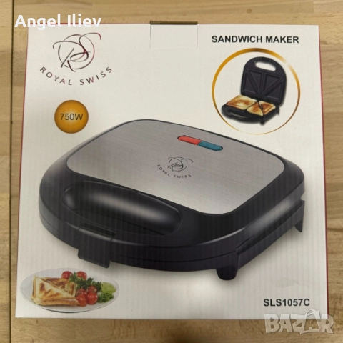Уред за сандвичи Royal Swiss SLS1057C, 750W, незалепващи плочи, регулирем термостат, снимка 3 - Тостери - 52472917