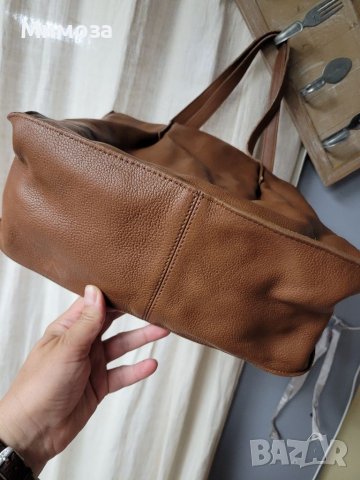Естествена кожа голяма кафява чанта,тип торба, снимка 12 - Чанти - 41310791