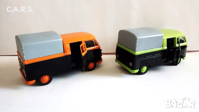 Volkswagen VW T1 Double Cabin Pick Up WELLY 43603, снимка 4 - Колекции - 52948175