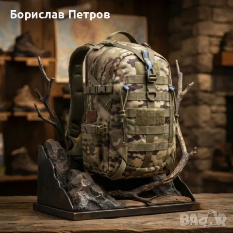 Военна тактическа раница 55L – водоустойчива, с MOLLE система и отделение за лаптоп, камуфлаж, снимка 3 - Раници - 55746876