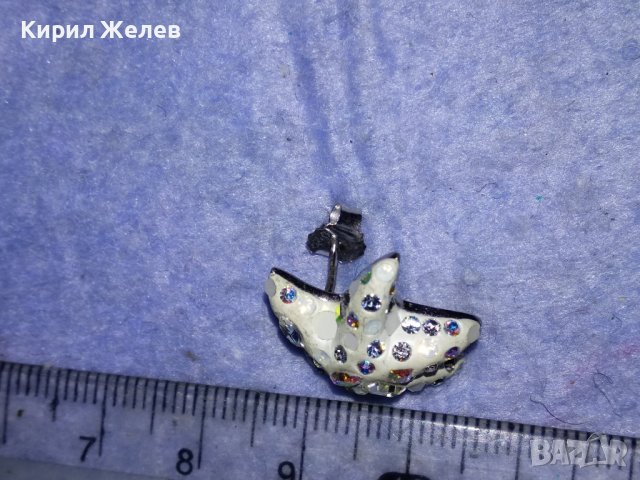 СРЕБЪРНА МАРКОВА ОБЕЦА ЗВЕЗДА СРЕБРО 925 с ИСКРЯЩИ СКЪПОЦЕННИ КРИСТАЛИ и КАМЪНИ и БЯЛ ЕМАЙЛ 27136, снимка 9 - Обеци - 40921576