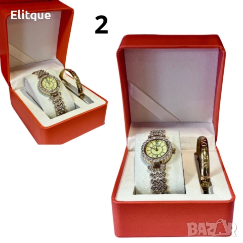 Луксозен дамски комплект елегантен часовник и нежна гривна, снимка 4 - Бижутерийни комплекти - 52596589