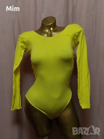 M/L Жълто еластично боди с дълъг ръкав , снимка 5 - Блузи с дълъг ръкав и пуловери - 52589182