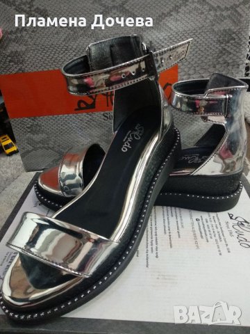 Дамски сребристи сандали, снимка 3 - Сандали - 34287711