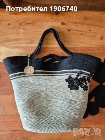 Ръчно изработена плажна чанта с портмоне, снимка 2 - Чанти - 50721550
