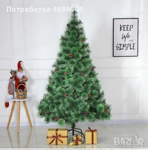 Елха естествено зелена с шишарки, снимка 2 - Декорация за дома - 52818095