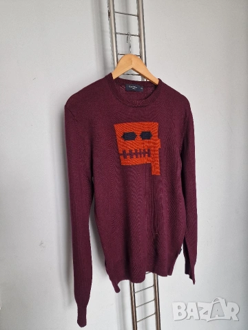 Страхотен мъжки пуловер PAUL SMITH JEANS , размер L , 100% вълна , снимка 4 - Пуловери - 53061436