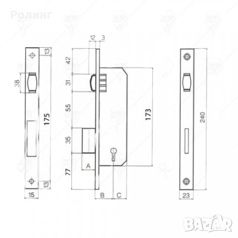 Брава с буре, език 35мм и патрон 63мм код 0301КЛК5, снимка 2 - Други стоки за дома - 34192328