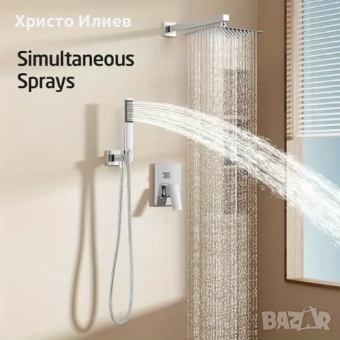 Душ система за вграждане с термостатен Смесител за баня Квадратен, снимка 2 - Душове - 51420740