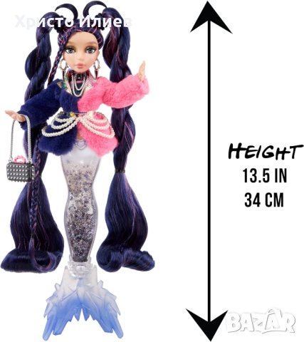 Кукла Русалка Mermaze Mermaidz Nera Опашкaта си променя цвета Кукла Барби 34 см, снимка 4 - Кукли - 42726043