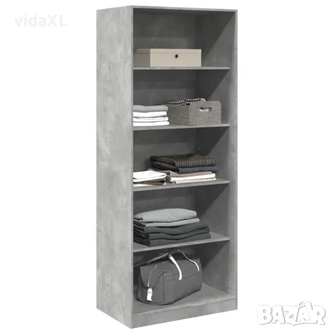 vidaXL Гардероб, бетонно сиво, 80x50x200 см, инженерно дърво, снимка 3 - Гардероби - 56146894