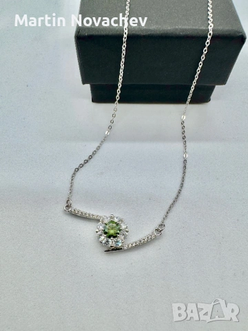 Сребърно колие с мойсанит (Диамант) 0.5 карата, снимка 6 - Колиета, медальони, синджири - 53612439