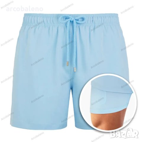 Мъжки къси щамповани двуслойни шорти, 15цвята - 023, снимка 11 - Къси панталони - 40679484