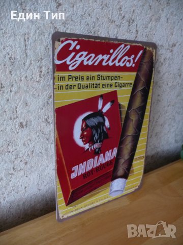 Метална табела реклама пури JINDIANA пура индианец пушене, снимка 2 - Други ценни предмети - 41190591