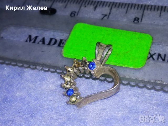 СТАР СЪРЦЕВИДЕН САПФИРЕН СРЕБЪРЕН СРЕБРО 925 МЕДАЛЬОН 34807, снимка 11 - Антикварни и старинни предмети - 40762698