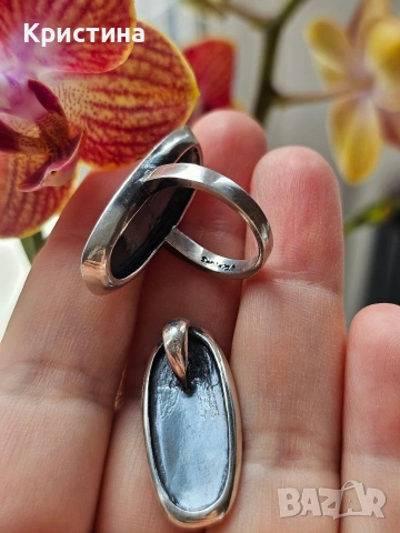 Нов сребърен комплект "Ин/Ян"", снимка 2 - Бижутерийни комплекти - 53433928