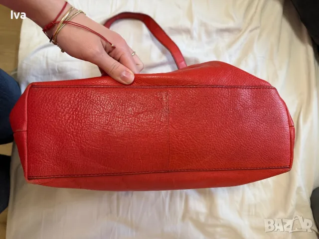 Чанта на Fossil естествена кожа червена, снимка 6 - Чанти - 49325802