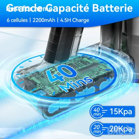 TASVAC V50 Безжична мощна прахосмукачка 200W, снимка 3 - Прахосмукачки - 49972891