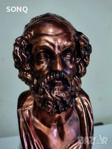 Страхотен Бронзов Бюст На Омир, снимка 3 - Антикварни и старинни предмети - 52634358