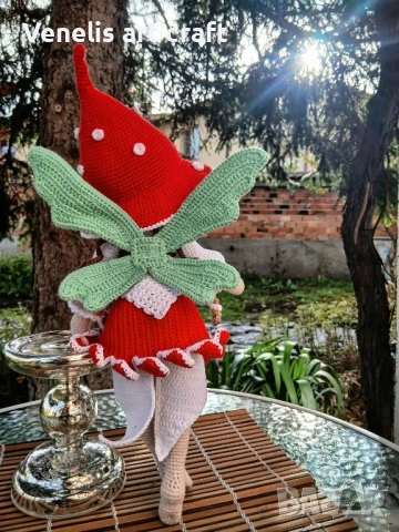 Плетена кукла горска фея Флори /Феята на Гъбите , снимка 6 - Колекции - 52498561
