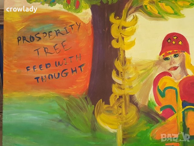 Голяма картина Дървото на Просперитета символизъм маслени бои, снимка 5 - Картини - 42311997