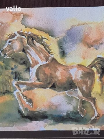 Рисувана и подписана картина коне, снимка 5 - Картини - 39313096