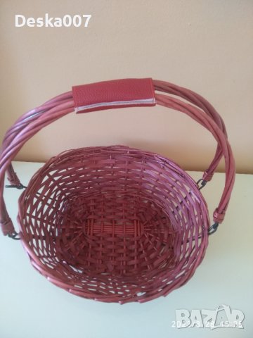 Плетена розова кошница, снимка 3 - Декорация за дома - 41999295