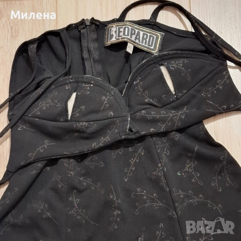 Дамска елегантна рокля с брокат - S/M, снимка 5 - Рокли - 9243668