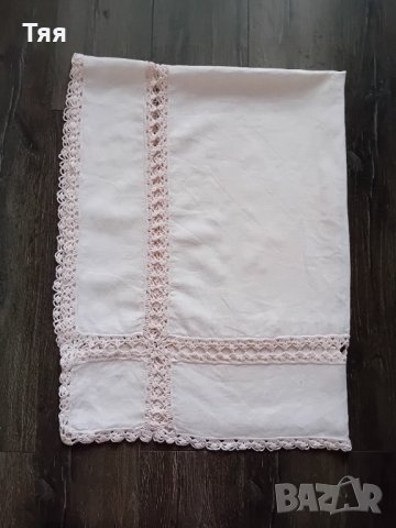 Ленена покривка с дантела , снимка 2 - Покривки за маси - 44353003