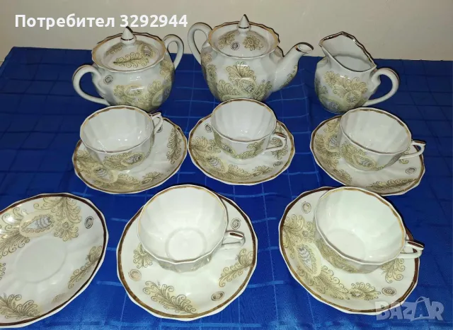 Руски порцеланов сервиз на Вербилки, декор Перо от жар-птица