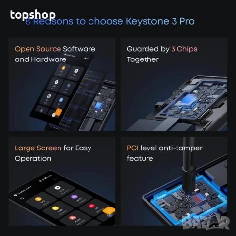 НОВ Хардуерен портфейл за криптовалута Keystone 3 Pro, без интернет, 4-инчов сензорен екран, снимка 3 - Друга електроника - 50529485