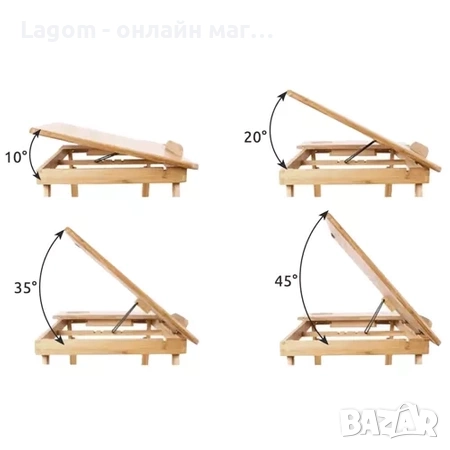 Сгъваема масичка за лаптоп, регулируема с вентилация, с малко чекмедже, снимка 8 - Маси - 52562180