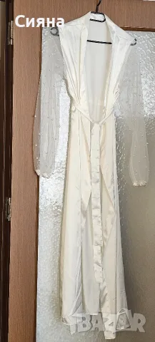 Дълъг булчински халат, снимка 2 - Сватбени рокли - 56103222