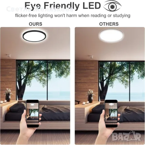 Енергоспестяваща Лед лампа за таван, 18W, 2200LM Ø29.5CM x 2.5cm, снимка 7 - Лед осветление - 47459792