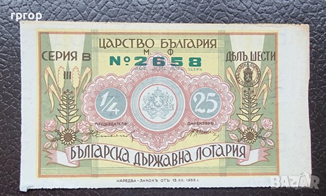 Царство България. 1935 година. Българска Държавна лотария.