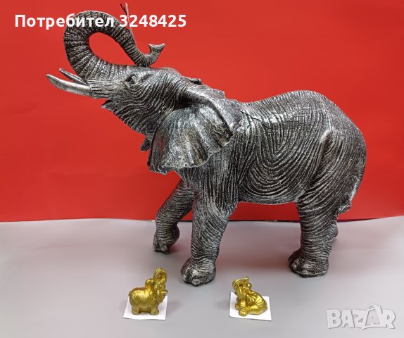Сребрист импозантен голям слон , снимка 8 - Декорация за дома - 35007730