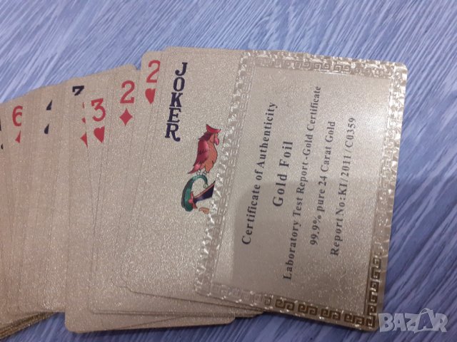 Позлатени - водоустойчиви Карти за игра на гърба с долари Gold Foil, снимка 3 - Карти за игра - 36028164