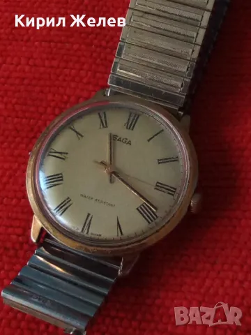SAGA GREAT BRITAIN WATER RESISTANT Стар АНГЛИЙСКИ ПОЗЛАТЕН МЕХАНИЧЕН ВИНТИДЖ ЧАСОВНИК РАБОТЕЩ 31485, снимка 17 - Антикварни и старинни предмети - 38387651