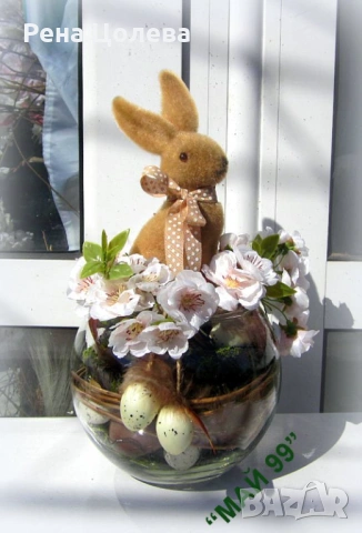 Кафяво зайче в стъклена сфера, снимка 2 - Декорация за дома - 53827337