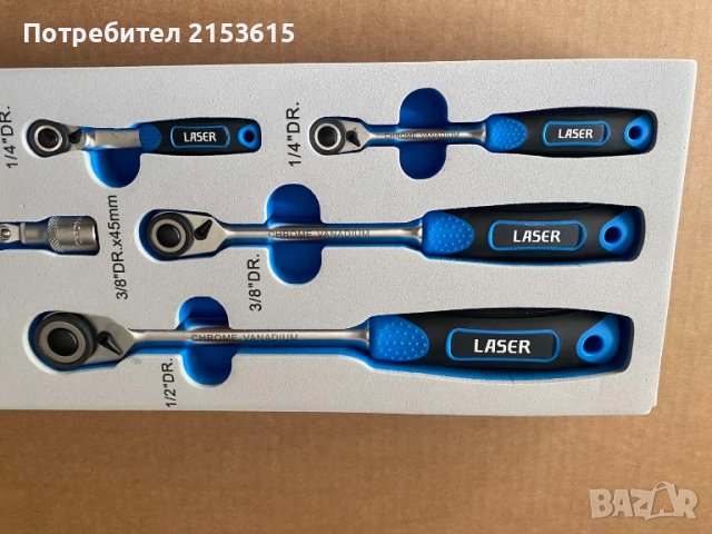 Laser Tools Micro Head 1/4, 3/8, 1/2 тресчотки удължители комплект, снимка 4 - Други инструменти - 51132402