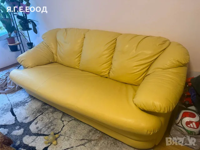 Разтегателен Кожен диван , снимка 2 - Дивани и мека мебел - 55828516