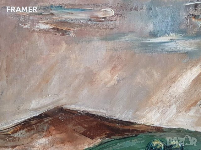 Васил Габровски 1930 - 2011 Голям красив пейзаж от 1968г. , снимка 4 - Картини - 41623331