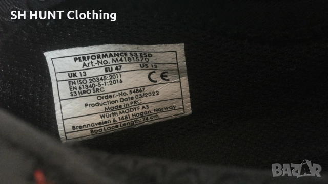 WURTH MODYF M418157 PERFORMANCE S3 BOA Work Safety Shoes размер EUR 47 / 48 работни обувки WS1-30, снимка 17 - Други - 52075300