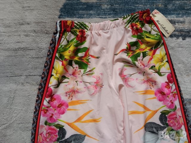 Сатенен панталон със флорални мотиви в бледо розов цвят, снимка 14 - Панталони - 25642902