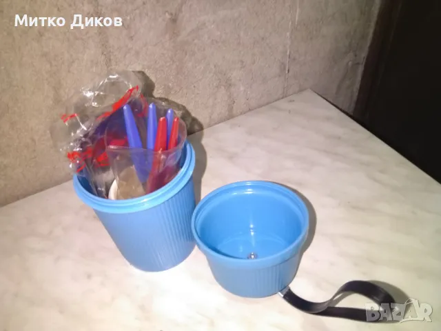 Комплект за пикник в кутия нов но 3 вилички -лъжички -чаши и чинийки нови, снимка 8 - Прибори за хранене, готвене и сервиране - 48428890