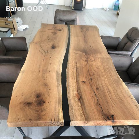 Масивна дървена трапезна маса, маса за хранене Аполон с епоксидна смола, снимка 6 - Маси - 33135605