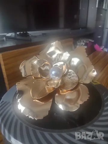 Уникален масивен пръстен цвете  с перла, снимка 3 - Пръстени - 46112321