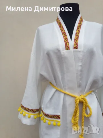 Лятно кимоно с помпон ръчна изработка , снимка 12 - Сака - 48851016