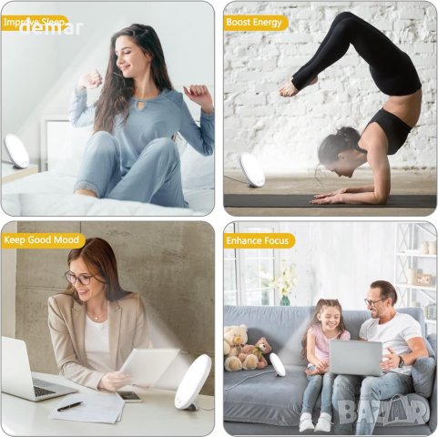 Лампа за дневна светлина Lobertingu с 3 нива на яркост, 10000 лукса, снимка 6 - Настолни лампи - 42158720